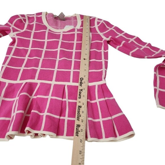 Banana Republic Sweater XS Pink Barbiecore Peplum Windowpane Long Sleeve NWT - Picture 10 of 11